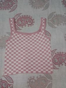 Pink Checkered Knit Tank Top