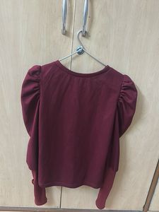 Maroon Puff Sleeve Top