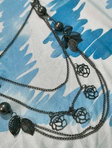 Layered Rose and Leaf Necklace