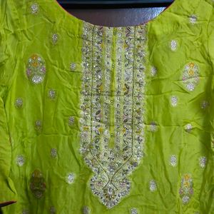 Beautiful Green Kurta Embroidery with palazzo