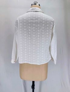 Chic White Embroidered Button-Up Shirt