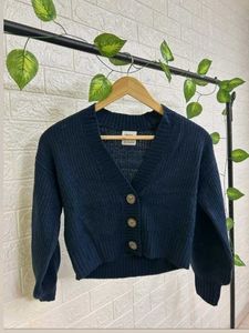 Zara Navy Blue Cropped Cardigan