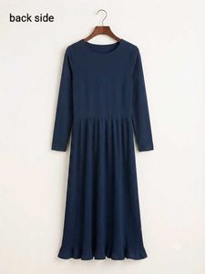 Navy Blue Button-Front Midi Dress