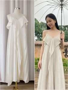 Elegant Beige Ruffled Maxi Dress