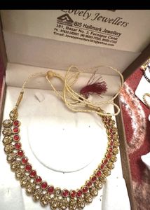 Elegant Indian Necklace with Red Stones
