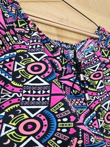 Vibrant Geometric Print Crop Top