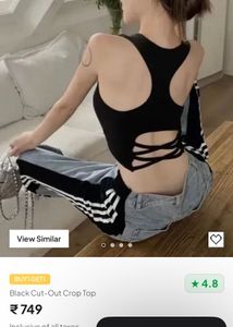 Comfortable Black Crop top with inbuilt support