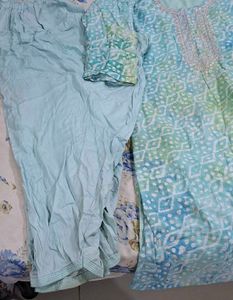 Sky Blue Bandhani Print Kurta Set