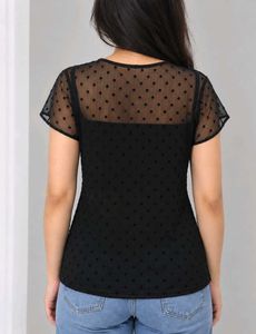 Sheer Dot Short Sleeve Top
