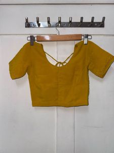 Mustard Yellow Sequin and Embroidery Blouse