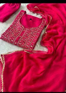 Elegant Pink Embroidered Kurta Set with Dupatta