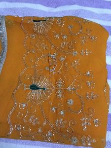 hand work heavy darbari saree with blouse