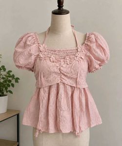 Chic Peach Puff Sleeve Top