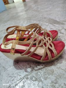 Red &amp; Gold Embellished Heels