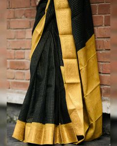 Elegant Black &amp; Gold Saree