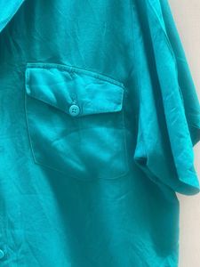 Teal Short Sleeve Button-Up Shirt