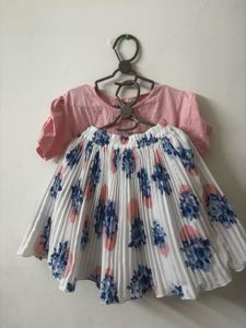 Puff-Sleeve Tee + Floral Pleated Skirt