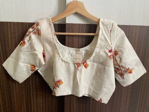 Beige Floral Print Blouse