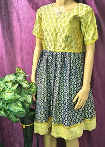 Girl frock Vibrant 🇬🇧Yellow &amp; Blue Cutwork