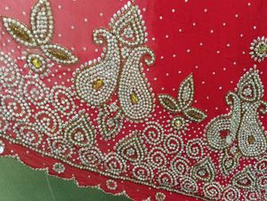 Red Embroidered saree with blouse Set