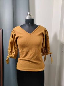 westside Mustard Yellow Puff Sleeve top