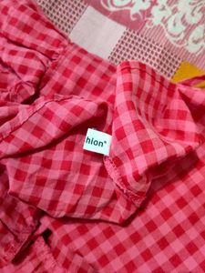 Cute Pink Gingham Tiered Top