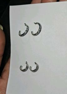 Set of 3 Chic Silver Studs &amp; 2 Single Earcuffs