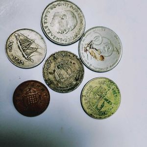 6 vintage foreign coins (1980s -2011s)