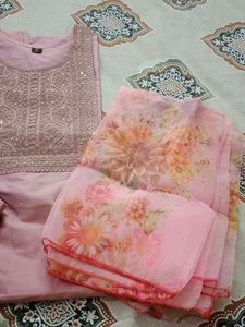Elegant Pink Sequined Kurta Set