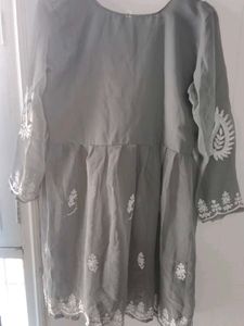 Embroidered Grey Kurta