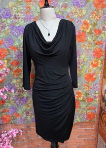 Elegant Black Cowl Neck Dress