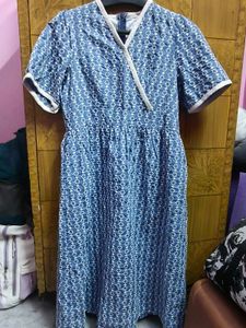 Blue Patterned kimono type Dress