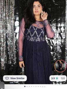 Street 9 Beautiful Blue Embellished Net Maxi