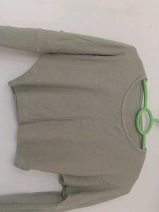 Sage Green Cropped Long Sleeve Top