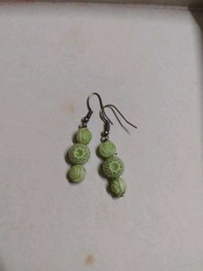 Green Beaded Earrings