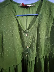 Olive Green Tiered Dress