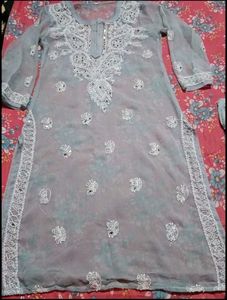 Chikan Kari Embroidered Kurta