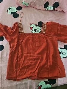 Chic Square Neck Orange Top