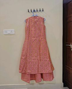 Elegant 2-Piece Indo-Western Pink &amp; Gold Gown