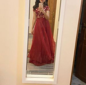 Elegant Red Embroidered Ethnic Gown
