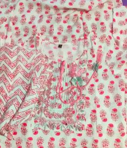 Pink Printed Kurta with Pants