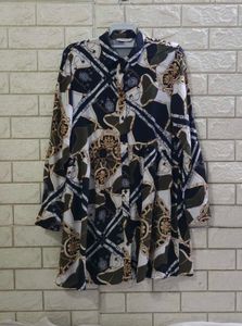 Stradivarius Baroque Chain-Print Shirt Dress