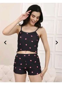 Heart Print Top Nd Shorts Set