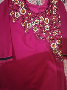 Beautifully Embroidered Magenta Kurta