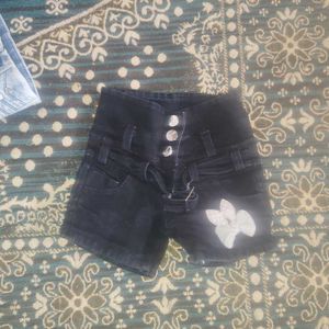 Girls High Waisted Denim Shorts