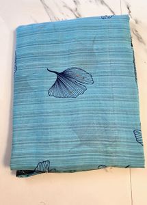 sky blue leaf print saree