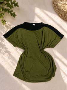 Olive Green & Black Tunic Top