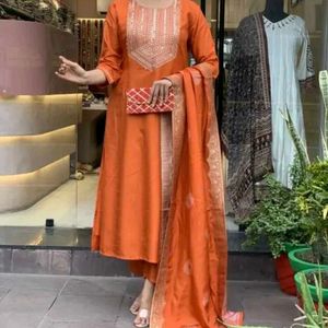 Elegant Orange Kurta Set with Dupatta