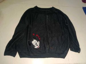7 Black Mickey Mouse Knit Sweater
