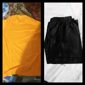T-Shirt and Black Pyjama Set